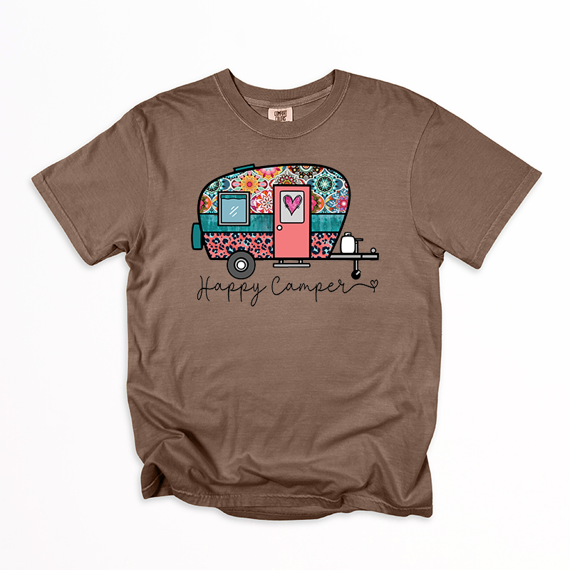 Boho Happy Camper Transfer - T-SHIRT SIZE