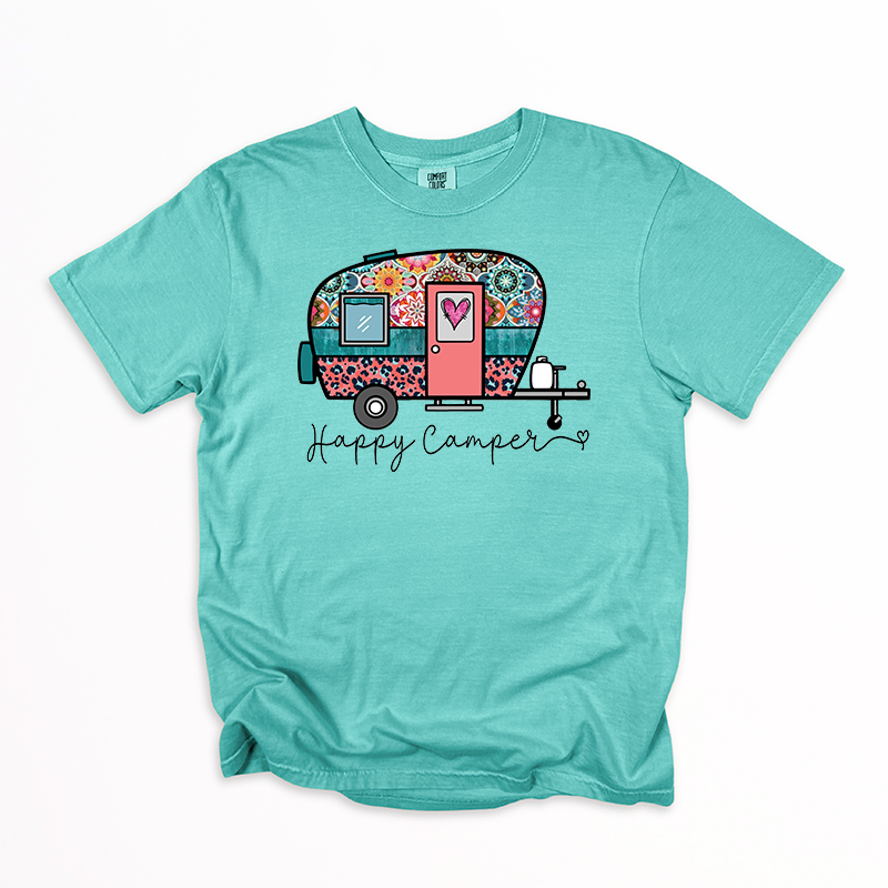 Boho Happy Camper Transfer - T-SHIRT SIZE