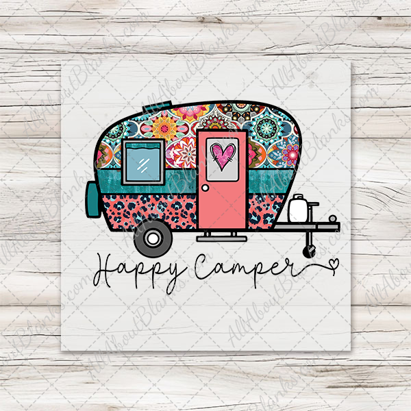Boho Happy Camper Transfer - T-SHIRT SIZE