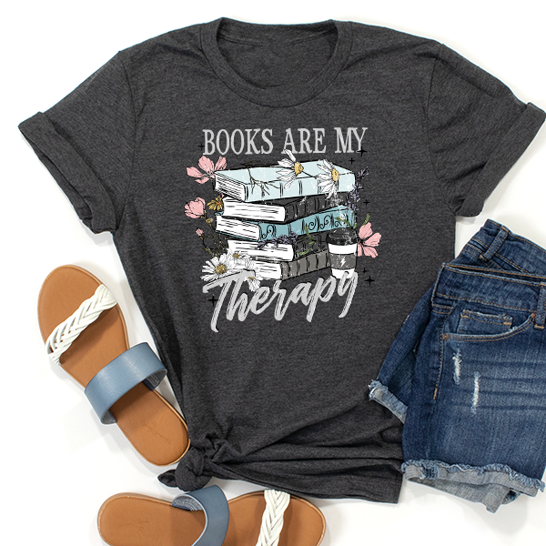 Books Are My Therapy Transfer - T-SHIRT SIZE