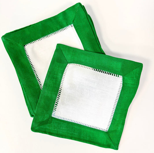 Green Border Cocktail Napkins