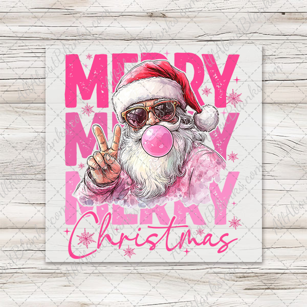 Bubble Gum Santa With Merry Christmas DTF Transfer - T-SHIRT SIZE