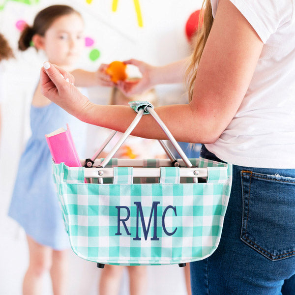 Mini Market Tote - Mint Buffalo Check