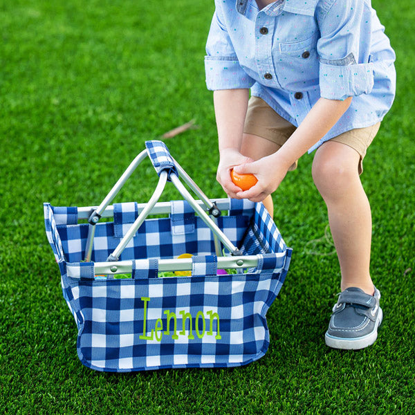 Mini Market Tote - Navy Buffalo Check