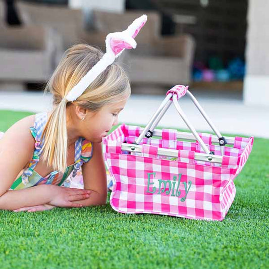 Mini Market Tote - Pink Buffalo Check