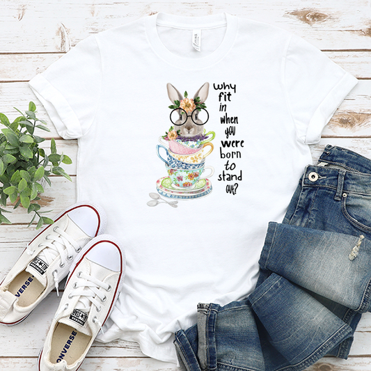 Bunny In Teacups DTF Transfer - T-SHIRT SIZE