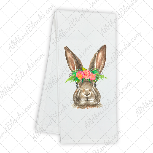 Bunny With Flowers DTF Transfer - TOWEL SIZE