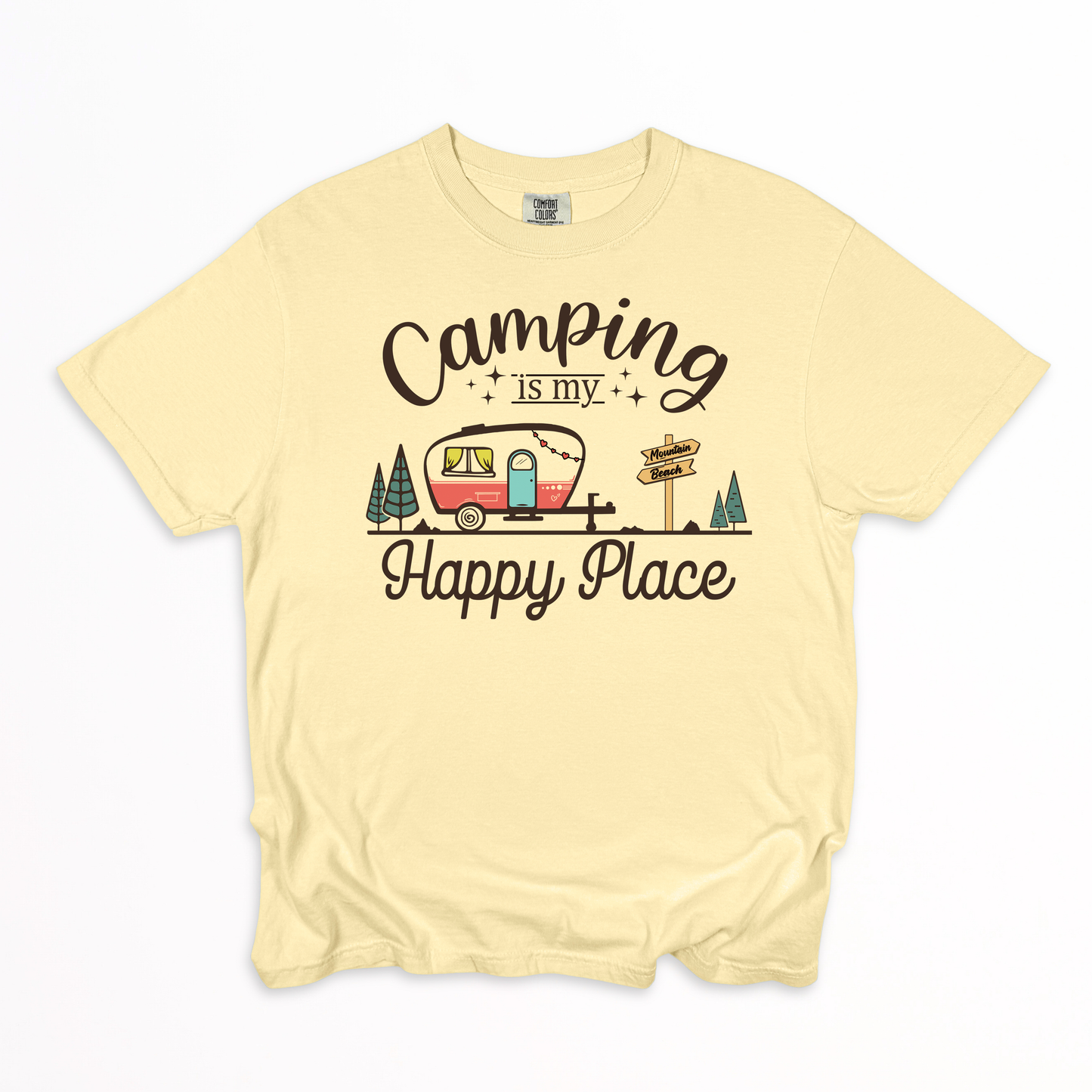 Camping Is My Happy Place Transfer - T-SHIRT SIZE