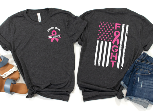 CUSTOM PERSONALIZED Fight Breast Cancer Flag Support Squad Transfers