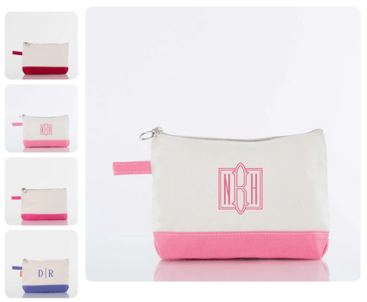 Canvas Zippered Make-Up Bag - Valentines Edition