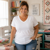Ladies Cut V-Neck Tee - White (Sizes XL-2XL-3XL Only)