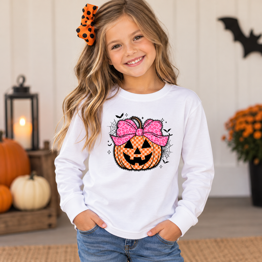 Checkerboard Pumpkin Girl Transfer