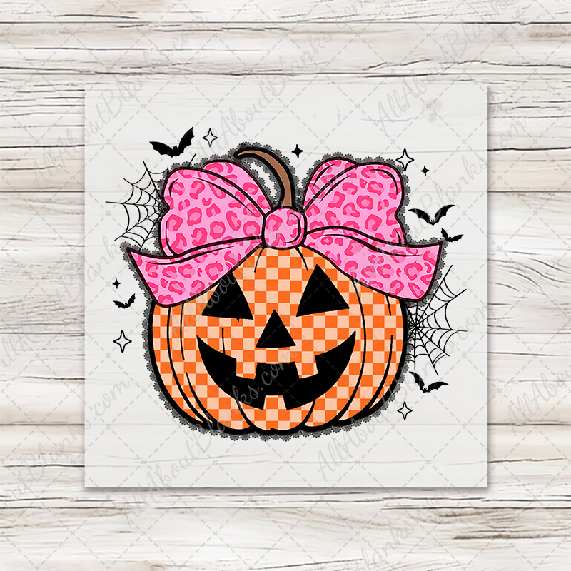 Checkerboard Pumpkin Girl Transfer