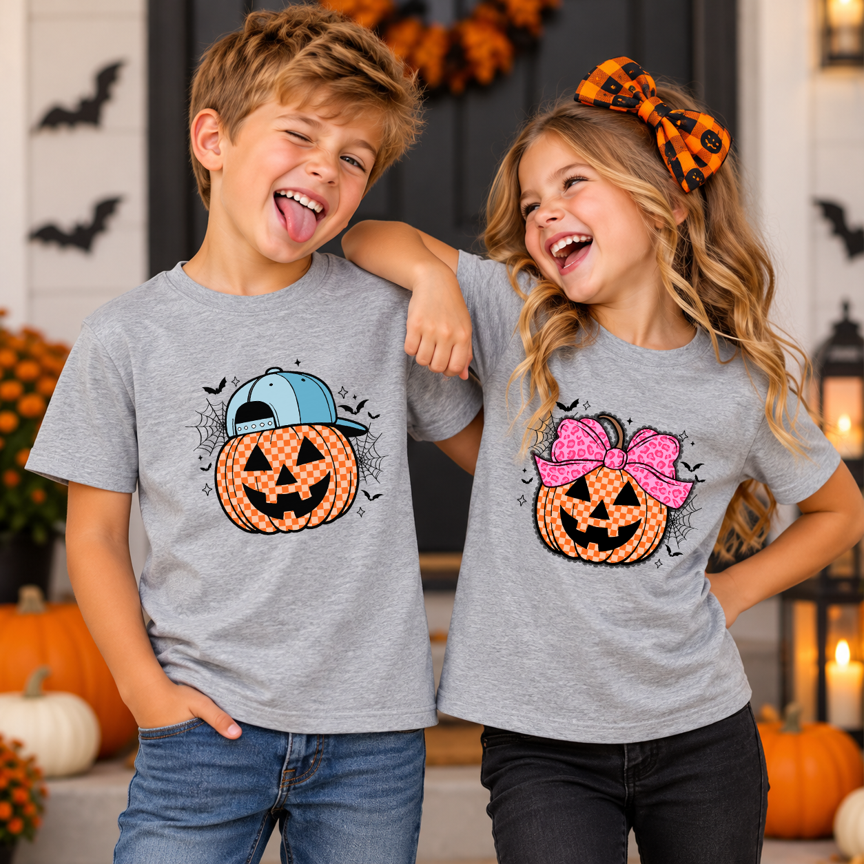 Checkerboard Pumpkin Boy Transfer