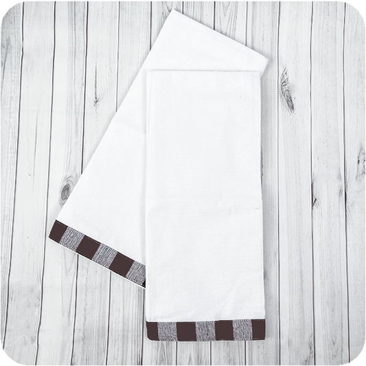 Vintage Gingham Trim Kitchen Towel - Chocolate Brown