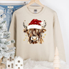 Christmas Highland Cow Glitter Brushstroke Transfer - T-SHIRT SIZE