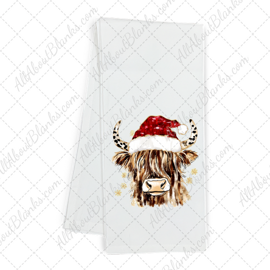 Christmas Highland Cow Glitter Brushstroke Transfer