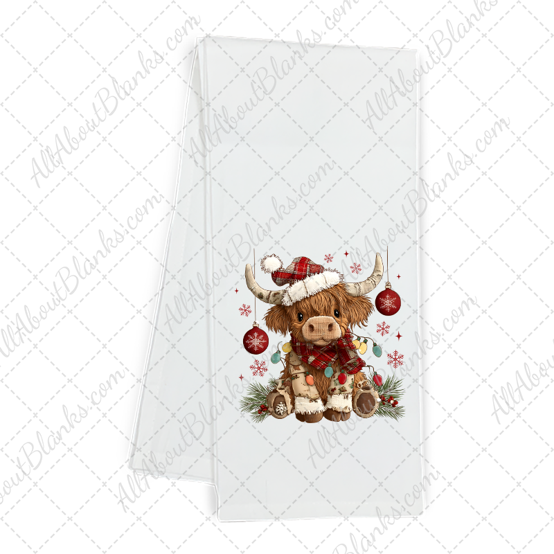 Christmas Patchwork Highland Cow Transfer