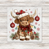Christmas Patchwork Highland Cow Transfer