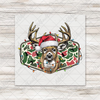 Christmas Reindeer In Santa Hat on Camo T-Shirt Transfer