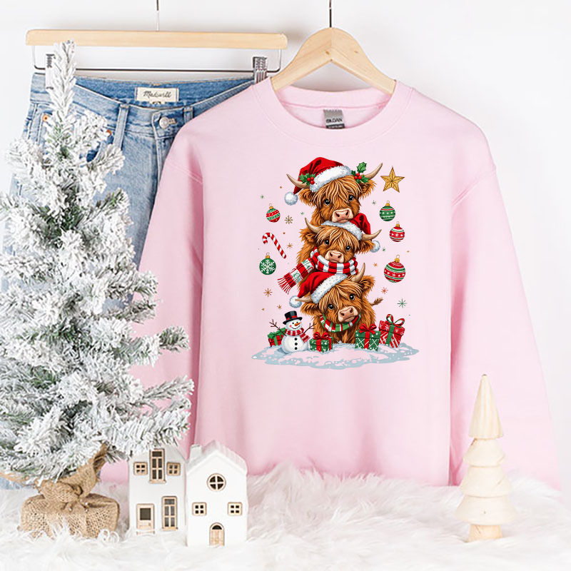 Christmas Highland Cows Trio Stack Transfer