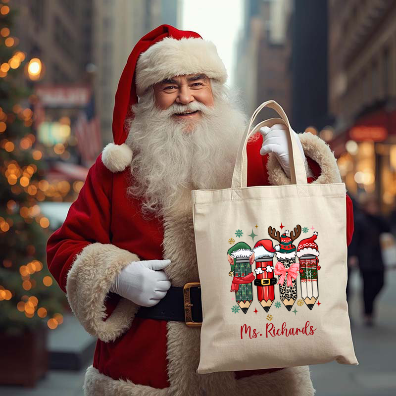 CUSTOM PERSONALIZED Christmas Teacher Pencils Coquette Transfer