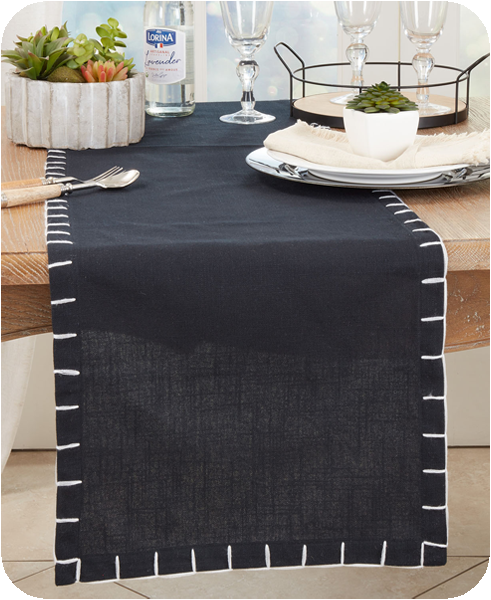 Chunky Whipstitch Tablerunner - Black