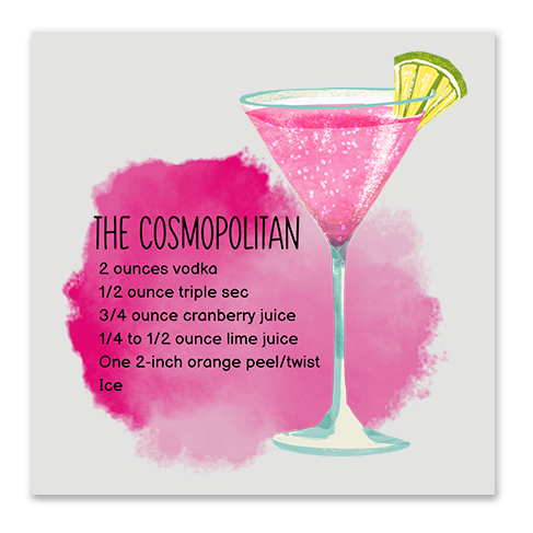 Kitchen Towel Cocktail Recipe Transfer - Cosmopolitan
