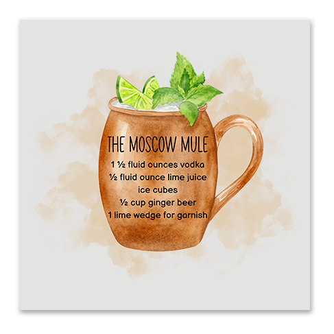 Kitchen Towel Cocktail Recipe Transfer - Moscow Mule