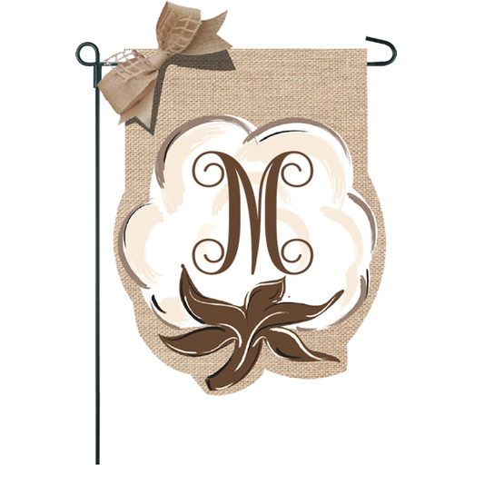 Cotton Boll Burlap Garden Flag