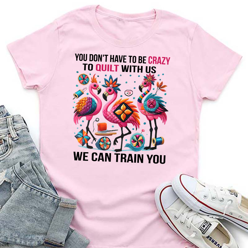 Crazy to Quilt Flamingos Transfer - T-SHIRT SIZE