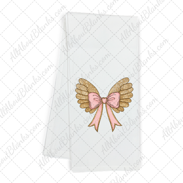 Cupid Wings Gold With Pink Bow DTF Transfer