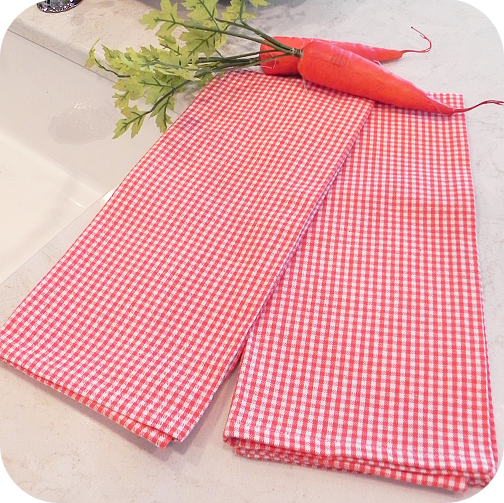 Carrot Orange Mini-Check Kitchen Towel