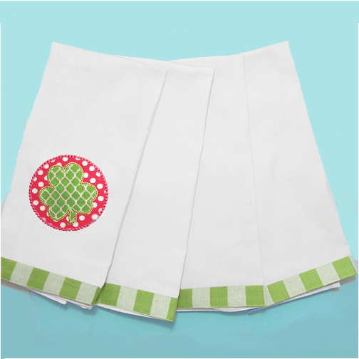 Vintage Gingham Trim Kitchen Towels - Light Green