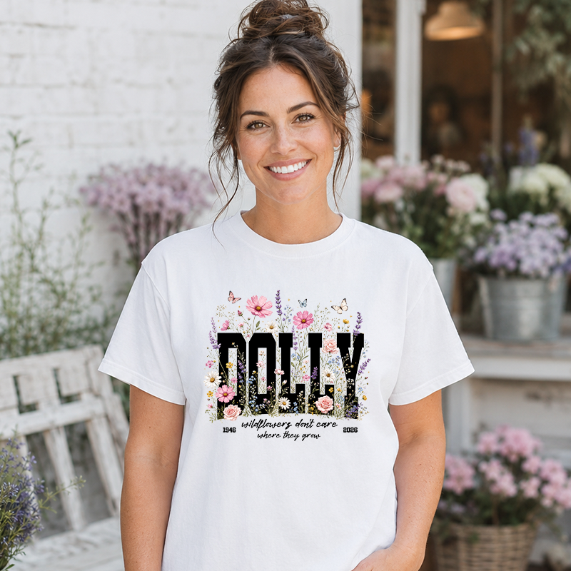 Dolly Wildflowers Transfer - T-SHIRT SIZE