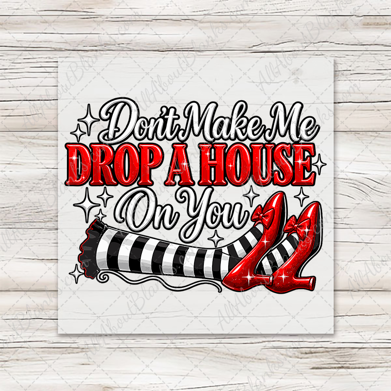 Don't Make Me Drop A House On You Transfer - T-SHIRT SIZE