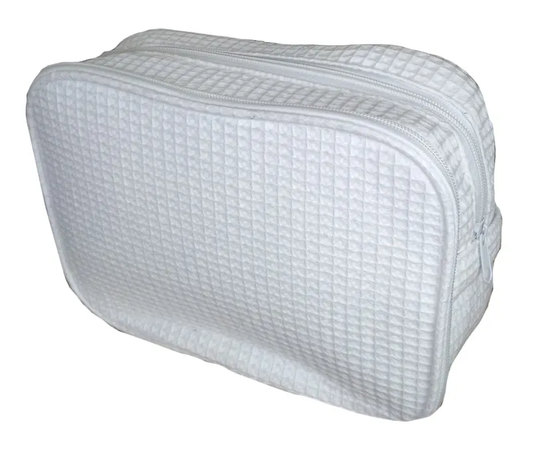 Double Zipper Waffle Weave Cosmetic Bag