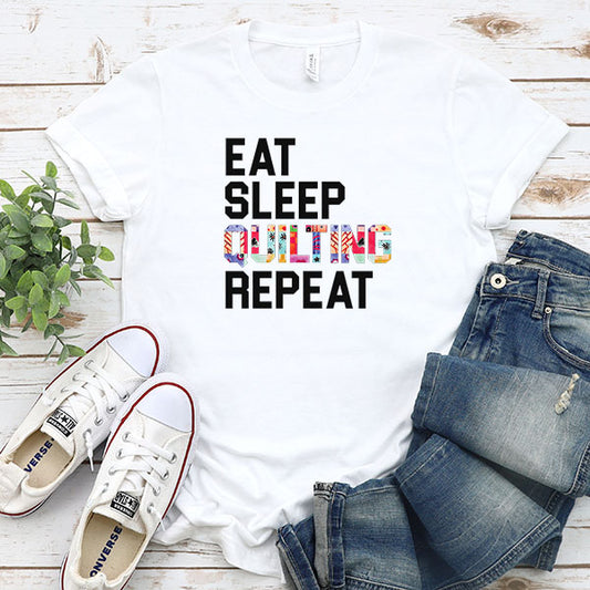 Eat Sleep Quilting Repeat DTF Transfer - T-SHIRT SIZE