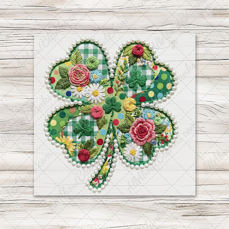 Embroidered Patchwork Floral Shamrock Transfer