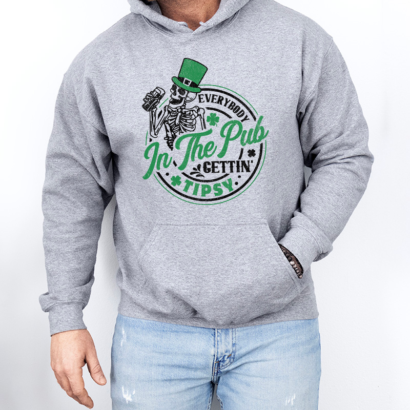 Everybody In The Pub Skeleton Distressed - T-SHIRT SIZE