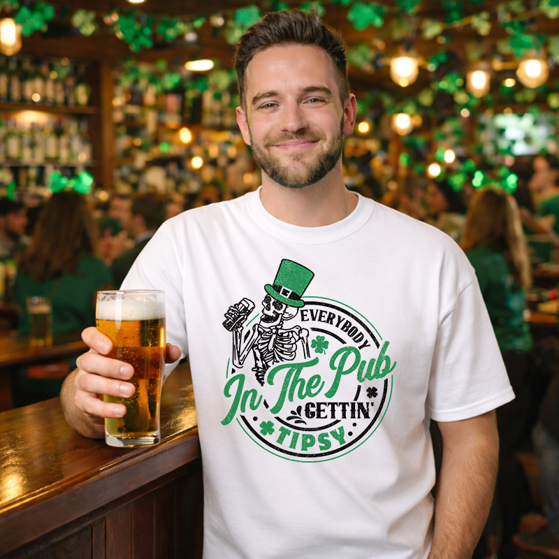 Everybody In The Pub Skeleton Distressed - T-SHIRT SIZE