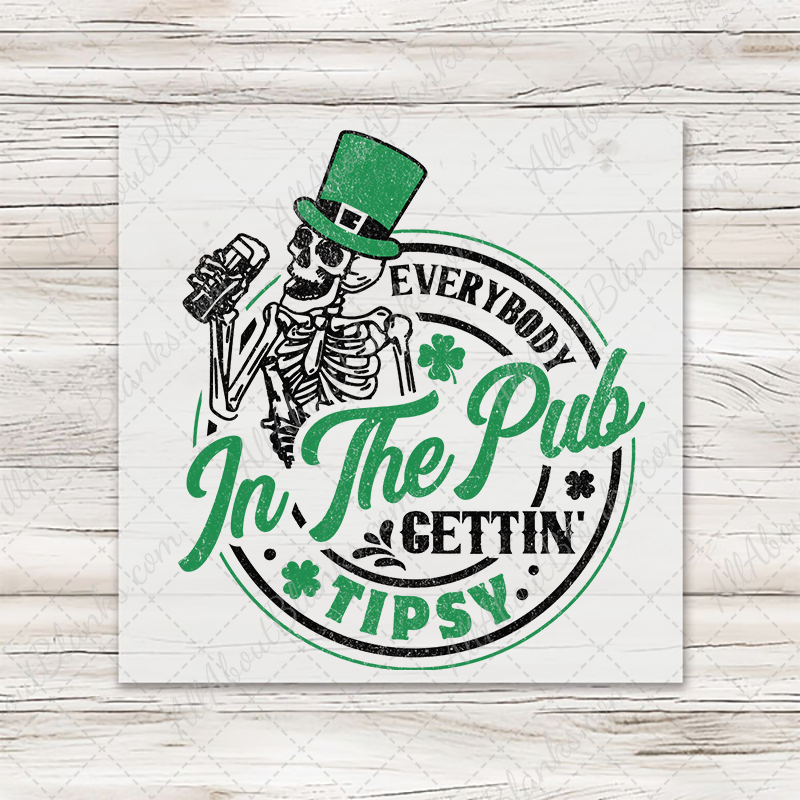 Everybody In The Pub Skeleton Distressed - T-SHIRT SIZE