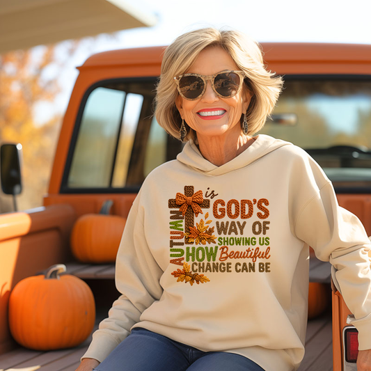 Faux Yarn Autumn Is God's Way Transfer - T-SHIRT SIZE