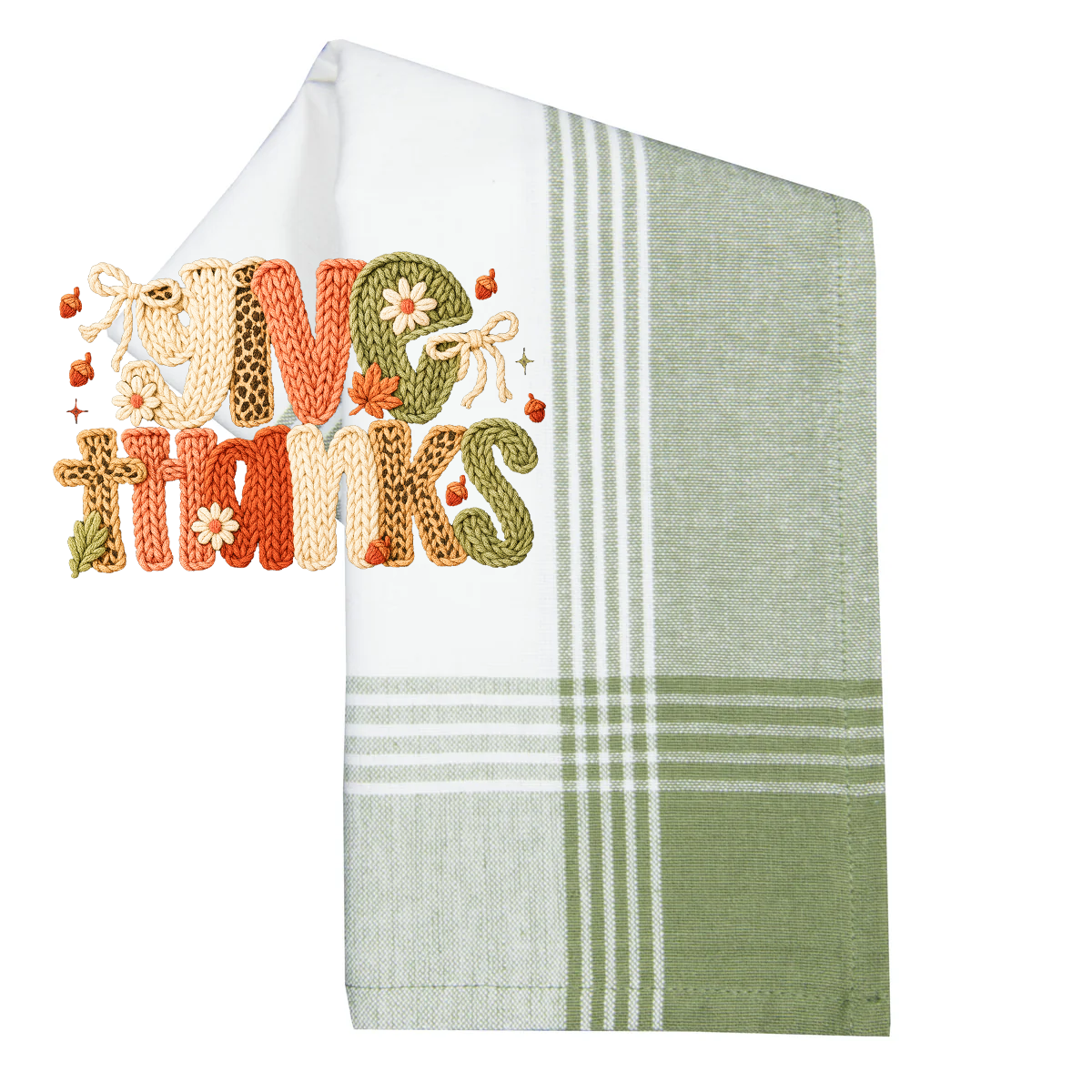 Faux Yarn Preppy Give Thanks Transfer