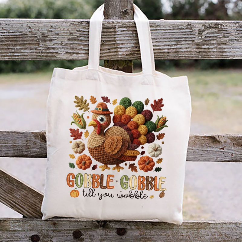 Faux Yarn Gobble Til You Wobble Transfer