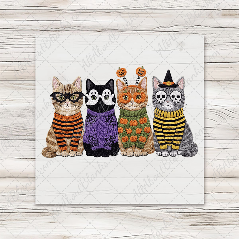 Faux Yarn Halloween Cats Transfer