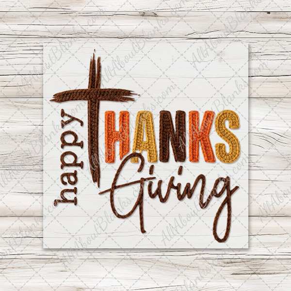 Faux Yarn Happy Thanksgiving Cross Transfer