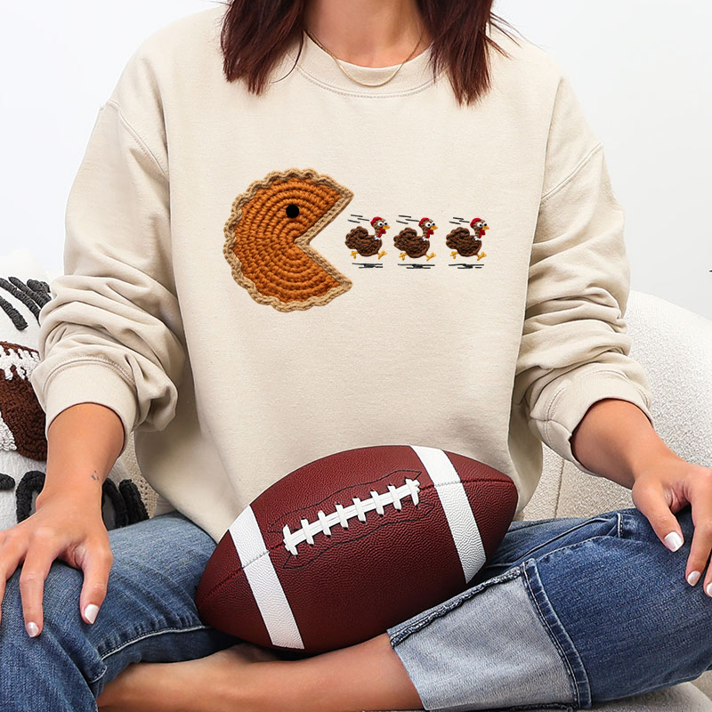 Faux Yarn Pumpkin Pie Pacman Wobble Transfer