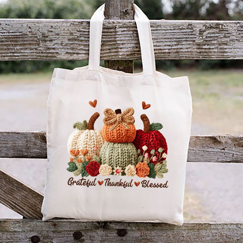 Faux Yarn Stacked Pumpkin Wobble Transfer