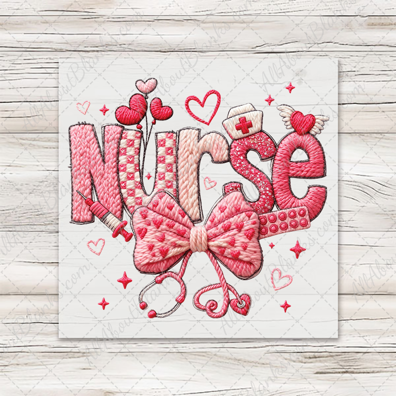 Faux Yarn Valentines Nurse Transfer